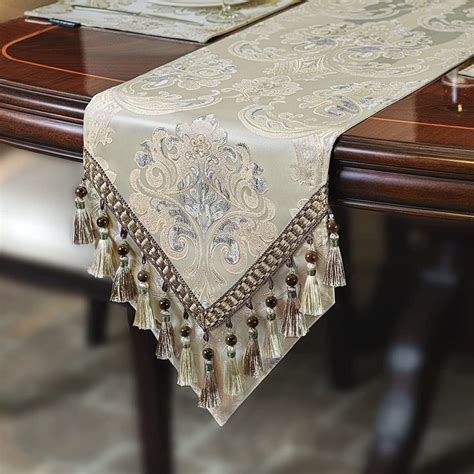 Buy Loom and Mill Luxury Thick Damask Table Runner, Floral Jacquard ...
