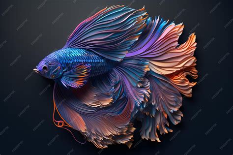 Premium Photo | A betta fish with a tail that is colored with red blue ...