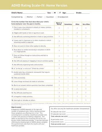VANDERBILT ADHD DIAGNOSTIC PARENT RATING SCALE