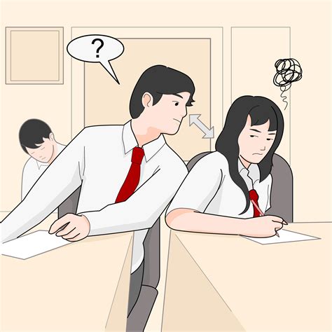 school classmate cheating answer on test exam 38236536 Vector Art at ...