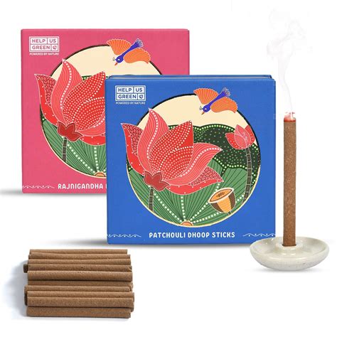Natural Dhoop Sticks | Combo – Patchouli & Rajnigandha Fragrance (2x25 ...