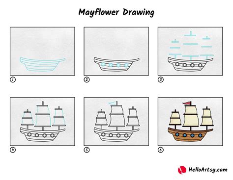 How To Draw The Mayflower Step By Step