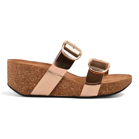 Ibiza Cork Wedges in Rose Gold for Women