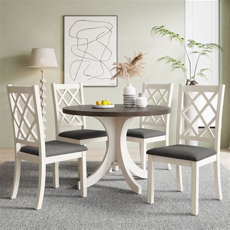 Harper & Bright Designs Farmhouse Wood 5 Pieces Dining Table Set for 4 ...