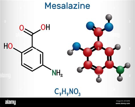 Mesalazine, mesalamine, 5-aminosalicylic acid molecule. It is non-steroidal anti-inflammatory ...