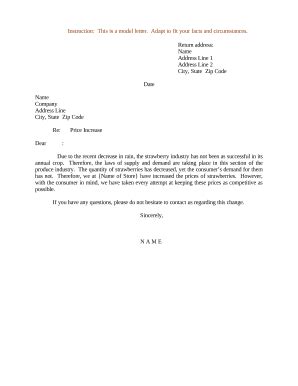 Price Increase Letter - Blank Fillable Template | Fill Out, Print ...