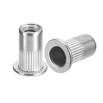 uxcell #10-32 Rivet Nuts, 100pcs 304 Stainless Steel Knurled Flat Head ...