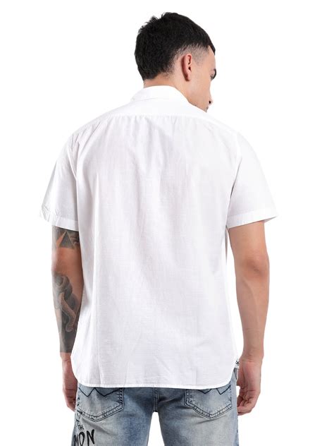 White Half Sleeve Cotton Shirt – Wrogn