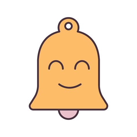 Smiling bell color icon. Happy notifications, announcements. Reminder alarm. Emoji, emoticon ...