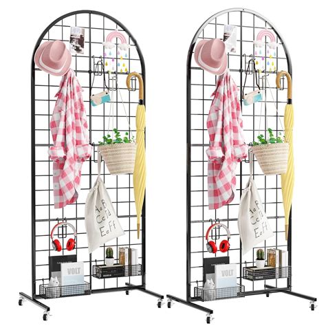 Grid Wall Panels Display Stand 2' x 5.2' FT Black Movable Wire Grid ...