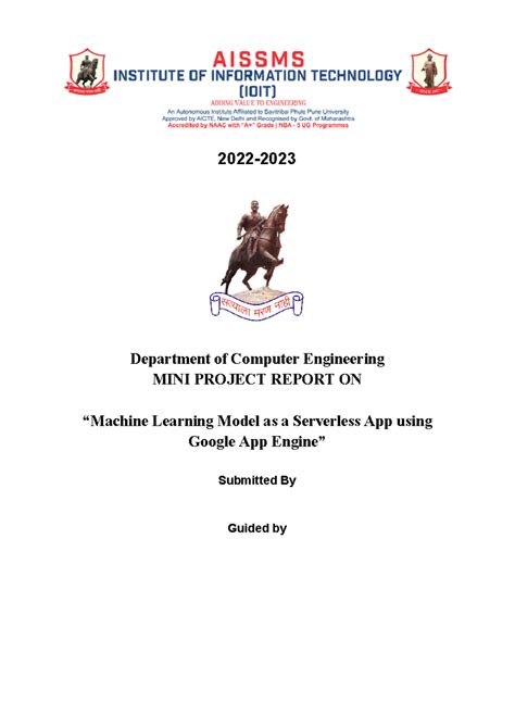 Cloud Computing Mini Project Report: Serverless ML Model on GAE - Studocu