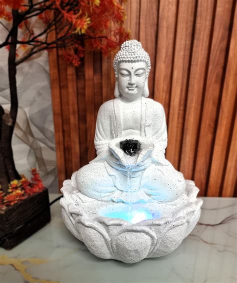 EXPLEASIA Mini Divine Lotus Buddha Water Fountain for Table Decor ...