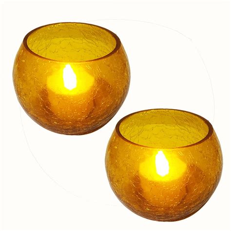 Buy ShakhA Tea Light Candle Holder Half Crackle Tea Light Votive Glass ...