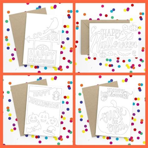 Free Printable Halloween Cards to Colour: Fun for Kids