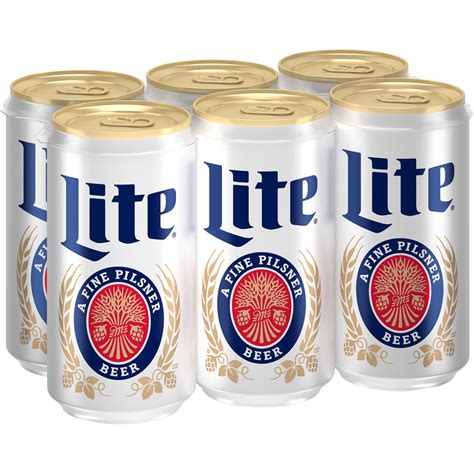 Miller Lite American Light Lager Beer, 6 Pack, 8 fl oz Aluminum Cans, 4 ...