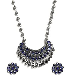 Buy YouBella Jewellery Oxidised Silver Necklace Jewellery Set with ...