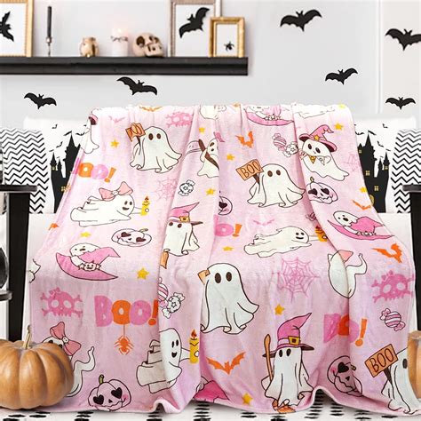 Amazon.com: Pink Halloween Blanket - Cute Halloween Blanket and Throw ...