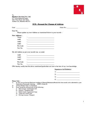 Request for Change of Address - Blank Fillable Template | Fill Out ...