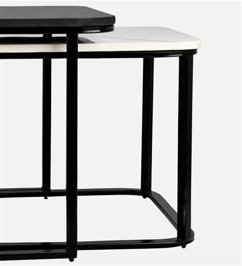 Modern marble top Square Nesting Table - Punam Metalcrafts