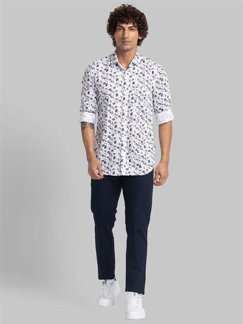 Parx Men White Printed Slim Fit Cotton Casual Shirt – MyRaymond
