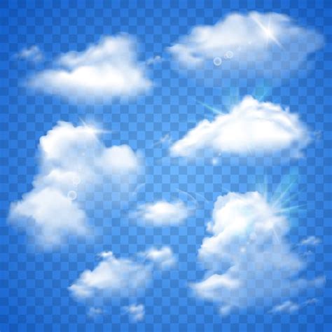 Transparent clouds on blue | Free Vector