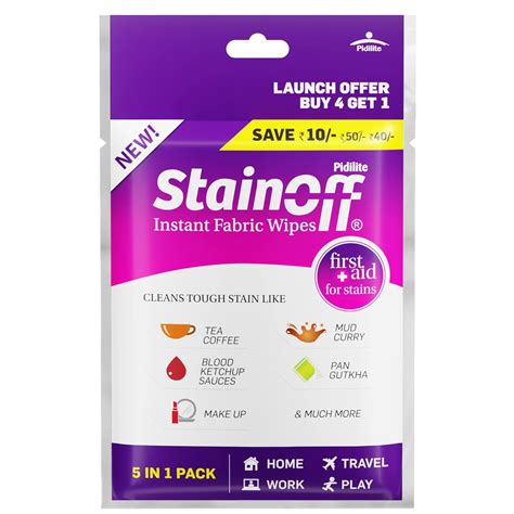 StainOff Stain Remover Wipes For Tough Stains like Tea, Curry, Mud ...