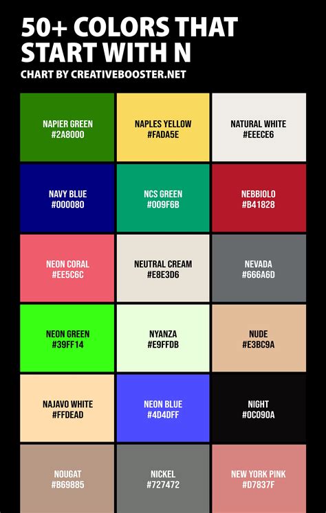 50+ Colors that Start with N (Names and Color Codes) - CreativeBooster