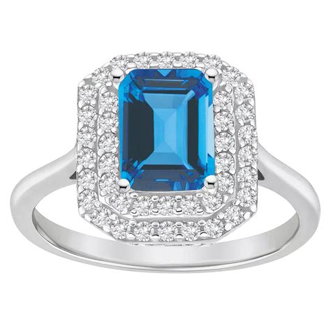 Celebration Gems Sterling Silver Emerald-Cut Swiss Blue Topaz & White ...
