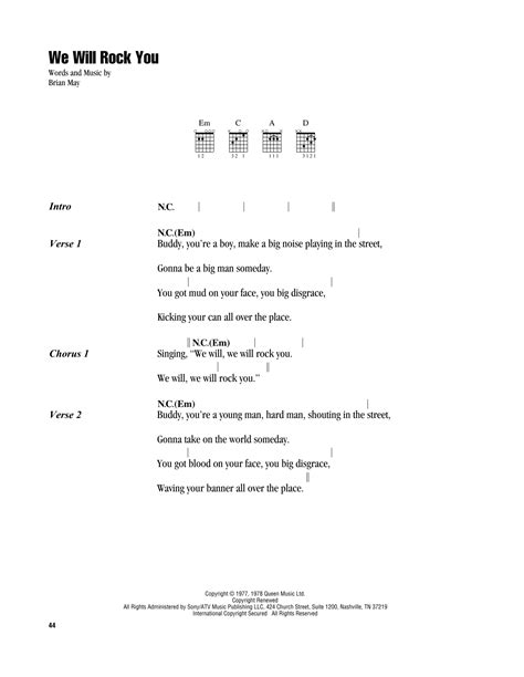 We Will Rock You by Queen - Guitar Chords/Lyrics - Guitar Instructor