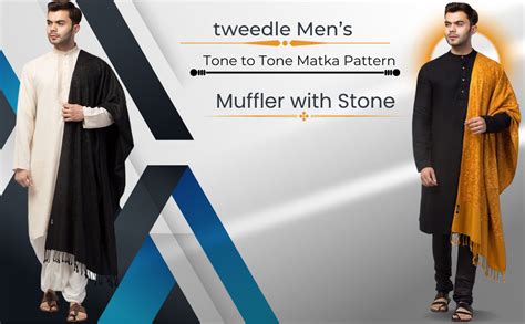 Buy tweedle Men's Black Tone to Tone Matka Pattern Stole/Scarf/Muffler ...