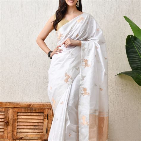 Buy Katan Silk Saree with Deer Design – Graceful, Spiritual & Elegant ...