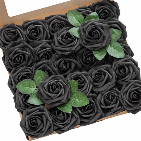 Ling'sMoment Lings Moment Artificial Flowers 50Pcs Black Roses India | Ubuy