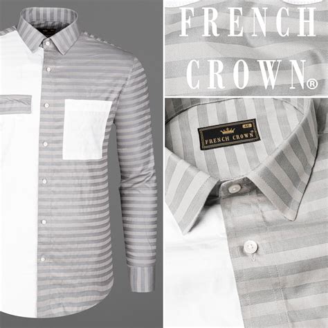 Half White Casual Plain-Solid/stripes Premium Cotton Shirt For Men ...