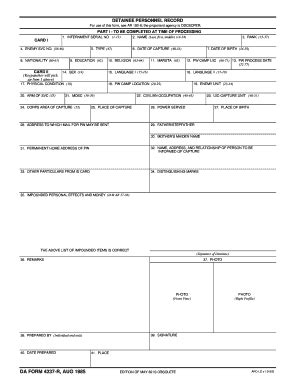 DA 4237-R 1985-2026 - Fill and Sign Printable Template Online