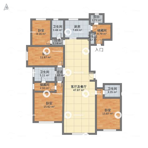 北京市朝阳区 朝阳公园保利东郡4室2厅4卫 196m²-v2户型图 - 小区户型图 -躺平设计家