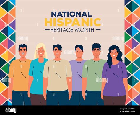 national hispanic heritage month with group of people multiethnic Stock ...