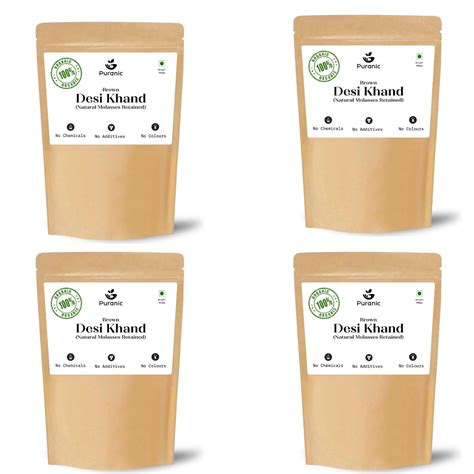 Puranic Brown Organic Desi Khand 3600g (Pack of 4) | Natural Molasses ...