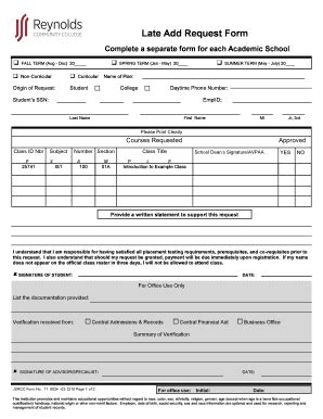 Late Add Request Form - Home J Sargeant Reynolds Community ...