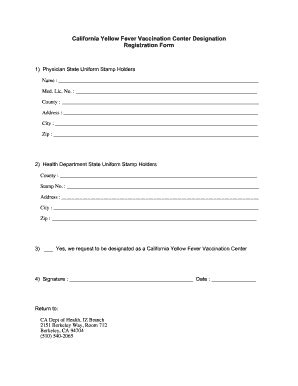 Fillable Online cdph ca California Yellow Fever Vaccination Center ...