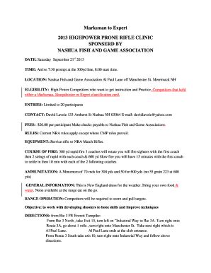 Fillable Online nfga Marksman to Expert 2013 HIGHPOWER PRONE RIFLE ...