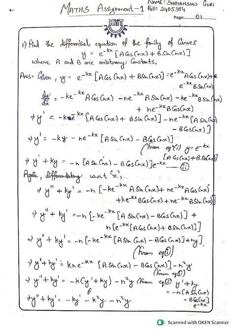 (Maths assignment -1) - MATHS Assignment Roll: NAME: SHRIANSHU GIRI ...
