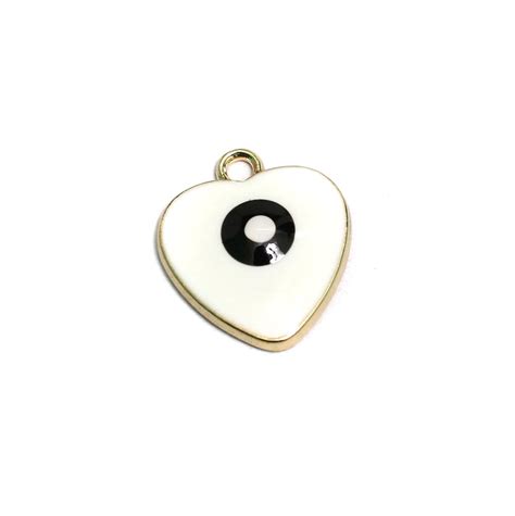 Alloy Enamel Heart Evil Eye Charms 18x15mm