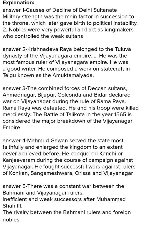 Answer the following questions in detail.1. What were some of the ...