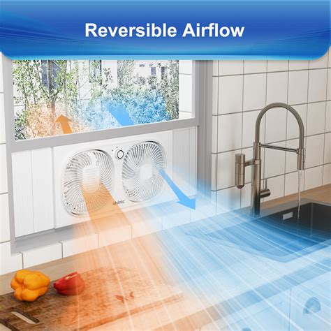 shinic 9" Twin Window Fan with 270° Rotatable Fans, 2-Speeds, Vertical ...