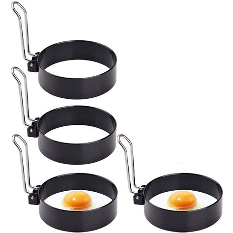 Egg Rings Silicone Non Stick Round Cooking Pancake Mould 4 Red 有名なブランド