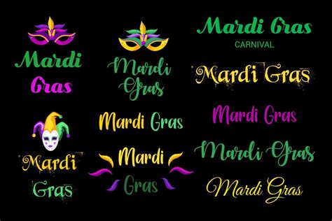 Vector inscriptions for the Mardi Gras carnival, a filigree ...
