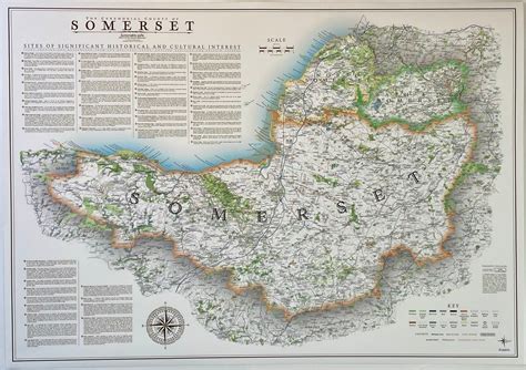 Somerset Map County Map of Somerset Vintage Map Print of Somerset ...