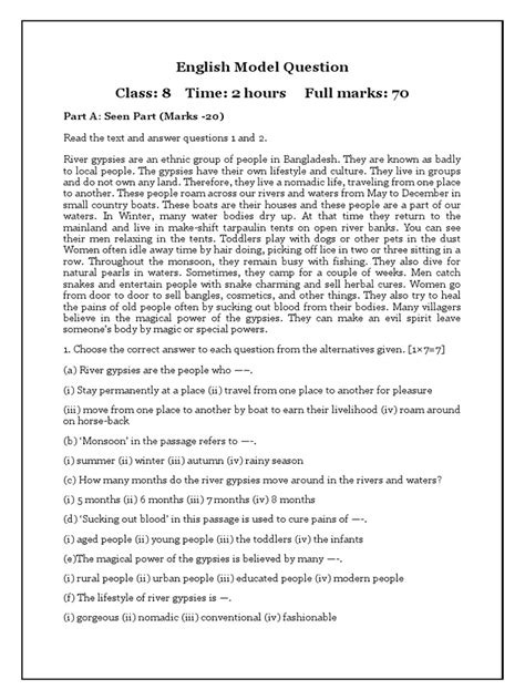 Image result for English Core Model Question