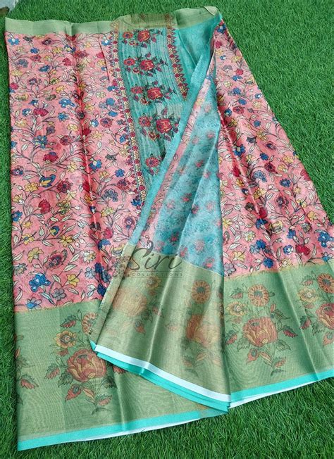 Beautiful Warm Silk Saree in Kalamkari Print and Gold Border – Siri ...