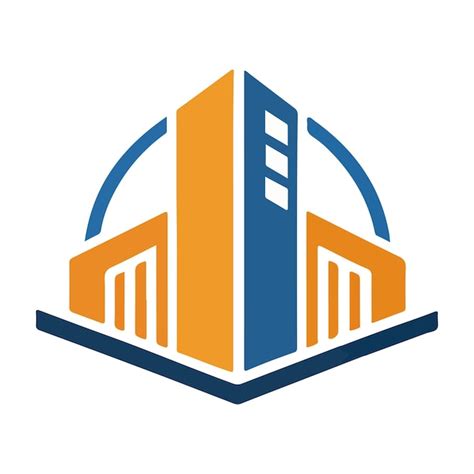 Blue and orange building with a blue and orange construction logo ...